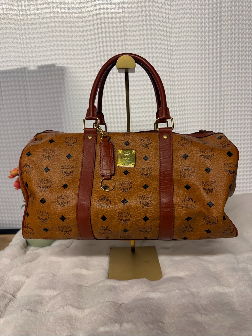 MCM Vintage Special Edition Golf Collection Visetos Boston Duffle Travel Bag